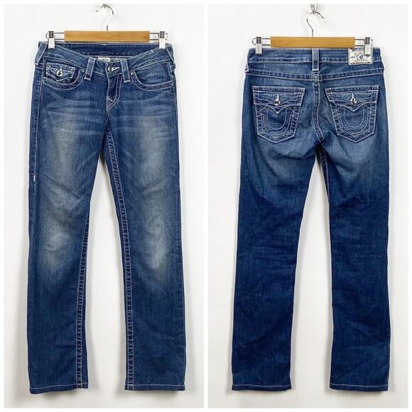 True Religion 26 Womens Medium Stone Wash Straight Denim Jeans - Picture 1 of 7